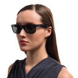 Shop Ray-Ban New Wayfarer Unisex Square Sunglasses in Polished Black online.