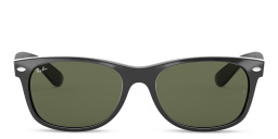 Shop Ray-Ban New Wayfarer Unisex Square Sunglasses in Polished Black online.