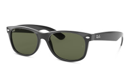 Shop Ray-Ban New Wayfarer Unisex Square Sunglasses in Polished Black online.
