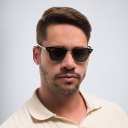 Ray-Ban Clubmaster Classic Square Sunglasses in Black On Gold – Product Photo 5