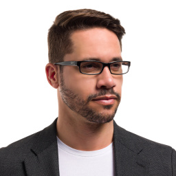 Shop Ray-Ban Rectangle Eyeglasses in Black On Transparent online.