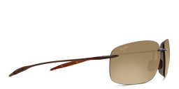 Shop Maui Jim Break Wall Unisex Rimless Rectangle Sunglasses in Brown online.