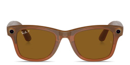 Shop Ray-Ban Meta Wayfarer Unisex Square Sunglasses in Shiny Caramel online.