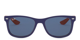 Ray-Ban Junior New Wayfarer Kids Square Sunglasses in Blue On Orange – Product Photo 1