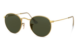 Shop Ray-Ban Round Sunglasses in Metal in Polished Gold online.