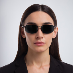 Shop Maui Jim Ho'Okipa Unisex Rimless Wide Rectangle Sunglasses in Black online.