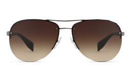 Prada Linea Rossa Rimless Wide Aviator Sunglasses in Black – Product Photo 1