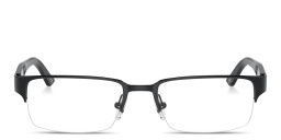 Shop VERSACE Greca Half-Rim Rectangle Eyeglasses in Black online.