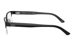 Shop VERSACE Greca Half-Rim Rectangle Eyeglasses in Black online.