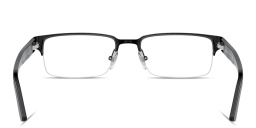 Shop VERSACE Greca Half-Rim Rectangle Eyeglasses in Black online.