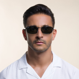 Shop Ray-Ban Rectangle Sunglasses in Black online.