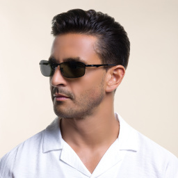 Shop Ray-Ban Rectangle Sunglasses in Black online.