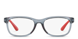 Shop Emporio Armani Square Eyeglasses in Transparent Blue online.