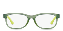 Shop Emporio Armani Square Eyeglasses in Green online.