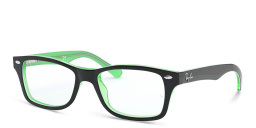 Shop Ray-Ban Junior Kids Square Eyeglasses in Black On Green online.