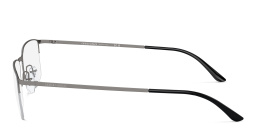 Shop GIORGIO ARMANI Logo Half-Rim Rectangle Eyeglasses in Matte Gunmetal online.