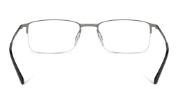 Shop GIORGIO ARMANI Logo Half-Rim Rectangle Eyeglasses in Matte Gunmetal online.