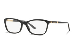 VERSACE Logo Lettering Cat-Eye Eyeglasses in Black – Product Photo 2