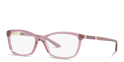 VERSACE Logo Lettering Cat-Eye Eyeglasses in Transparent Purple – Product Photo 2