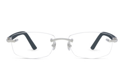 Shop Cartier Signature C de Cartier Unisex Rimless Rectangle Eyeglasses in Silver online.