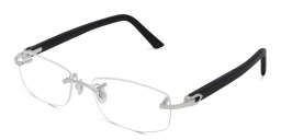 Shop Cartier Signature C de Cartier Unisex Rimless Rectangle Eyeglasses in Silver online.