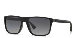 Emporio Armani Square Sunglasses in Rubber Black & Grey – Product Photo 2