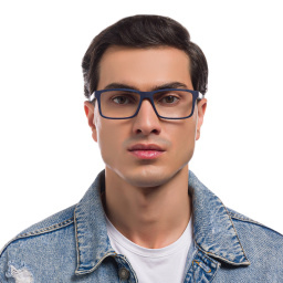 Emporio Armani Wide Rectangle Eyeglasses in Dark Blue Rubber – Product Photo 5