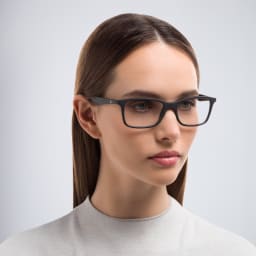 Shop Ray-Ban Optics Unisex Rectangle Eyeglasses in Black online.