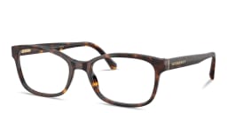 Shop BURBERRY Logo Signature Rectangle Eyeglasses in Dark Havana online.