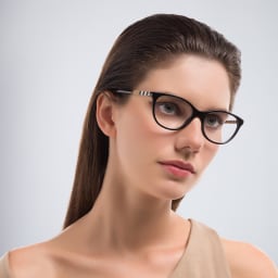 Shop BURBERRY Square Eyeglasses in Black online.