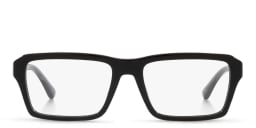 Shop Emporio Armani Wide Rectangle Eyeglasses in Shiny Black online.