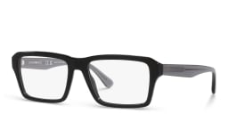 Shop Emporio Armani Wide Rectangle Eyeglasses in Shiny Black online.