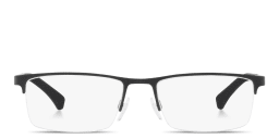 Shop Emporio Armani Half Rim Rectangle Eyeglasses in Black online.