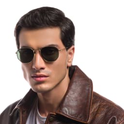 تسوق نظارات شمسية سداسية بعدسات مسطّحة راي بان بلون ذهبي أونلاين.