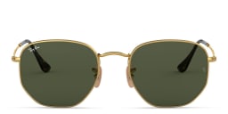 Shop Ray-Ban Hexagonal Unisex Sunglasses in Gold online.