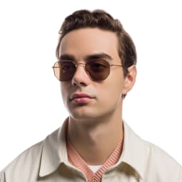 Shop Ray-Ban Hexagonal Unisex Sunglasses in Gold online.