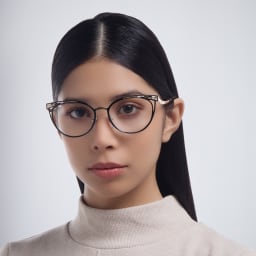 Shop BVLGARI Cat Eye Eyeglasses in Black/Pale Gold online.