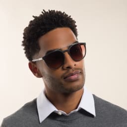 Shop GIORGIO ARMANI Panthos Sunglasses in Matte Dark Havana online.