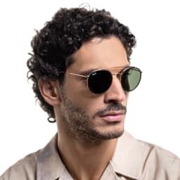 تسوق نظارات شمسية دائرية بجسر أنف مزدوج راي بان بلون ذهبي أونلاين.