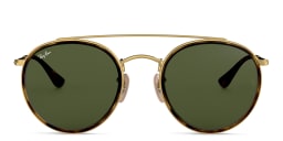 Shop Ray-Ban Unisex Round Sunglasses in Gold online.