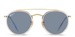 Shop Ray-Ban Unisex Round Sunglasses in Gold online.