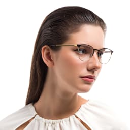 Shop Ray-Ban Unisex Panthos Eyeglasses in Black On Gold online.