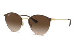Shop Ray-Ban Half Rim Round Sunglasses in Brown online.
