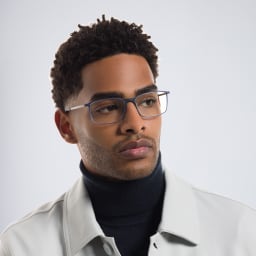 Shop Silhouette Rectangle Eyeglasses in Blue online.
