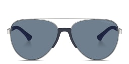 Shop Emporio Armani Aviator Sunglasses in Silver online.
