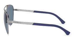 Shop Emporio Armani Logo Signature Pilot Sunglasses in Silver online.