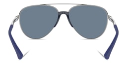 Shop Emporio Armani Logo Signature Pilot Sunglasses in Silver online.