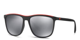 Shop Emporio Armani Rectangle Sunglasses in Matte Black online.