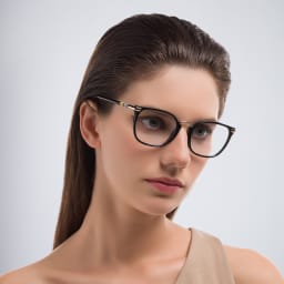 Shop BURBERRY Square Eyeglasses in Matte Black online.