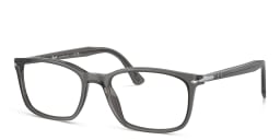 Shop PERSOL Wide Rectangle Eyeglasses in Transparent Grey online.